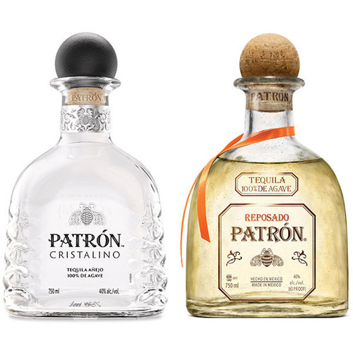 Patron 2-Bottle Bundle - Cristalino Añejo & Reposado Tequila 750ml